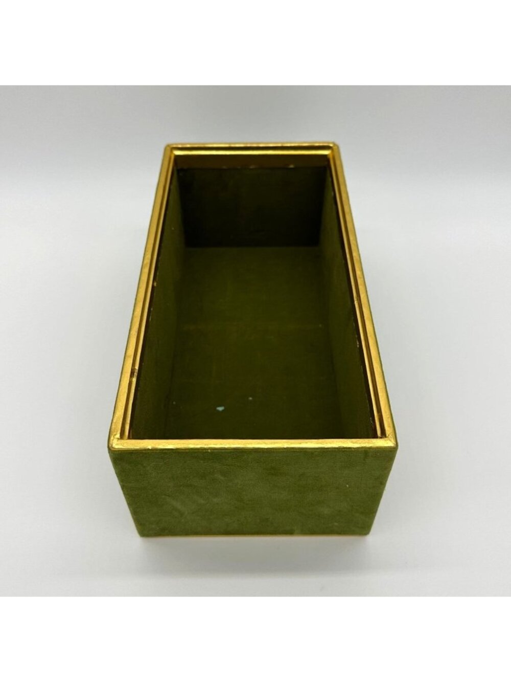 Vintage Faberge Avocado Green Velvet Box Mid Century Riser Storage Container 70s - Picture 2 of 10